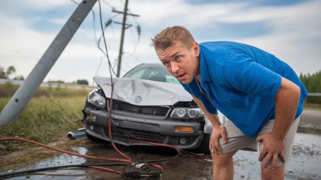 a man checks for danger