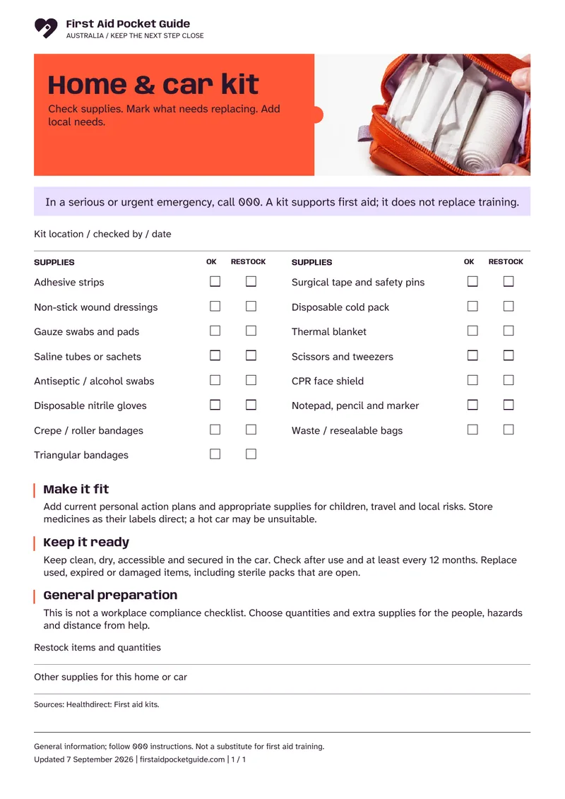 Actual A4 document preview: Home & car kit. The full text follows below.